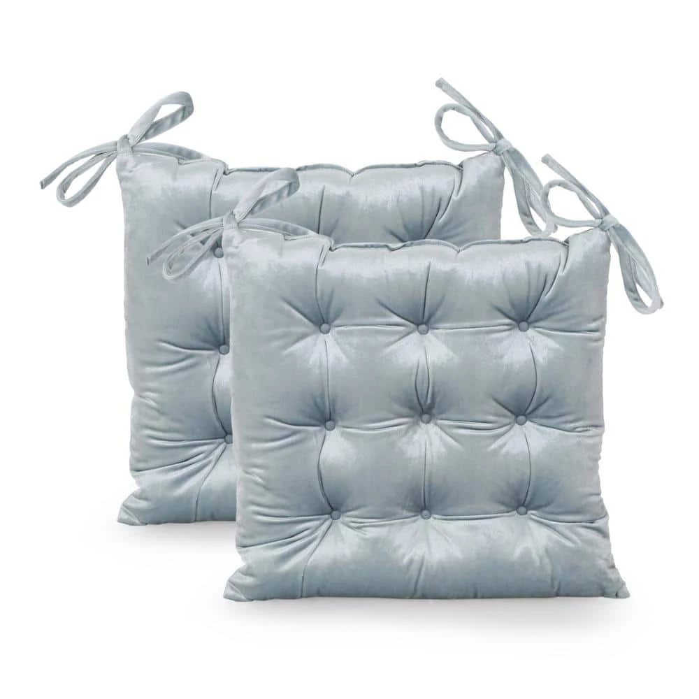 Foxhall Seafoam Blue Tufted Dining Chair Pad (Set of 2) by Noble House