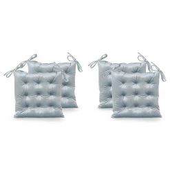 Foxhall Seafoam Blue Tufted Dining Chair Pad (Set of 4) by Noble House