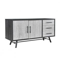 Platter Somona Gray Oak with Gray Oak and Matte Black Sideboard with 2-Doors by Noble House