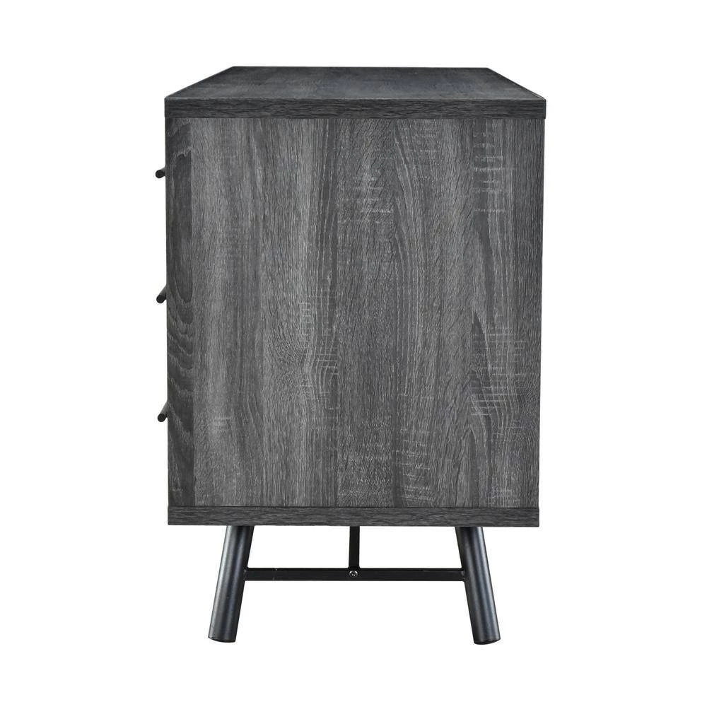 Platter Somona Gray Oak with Gray Oak and Matte Black Sideboard with 2-Doors by Noble House - Image 2