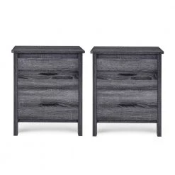 Hysham 2-Drawer Sonoma Gray Oak Nightstand 23.25 in. x 19.15 in. x 15.75 in. (Set of 2) by Noble House