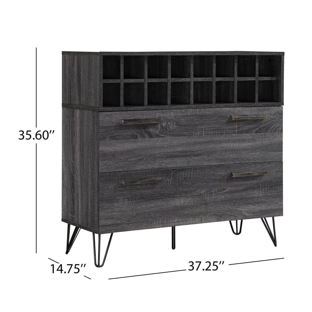 Amelia Sonoma Grey Oak Bar and Wine Cabinet by Noble House - Image 6