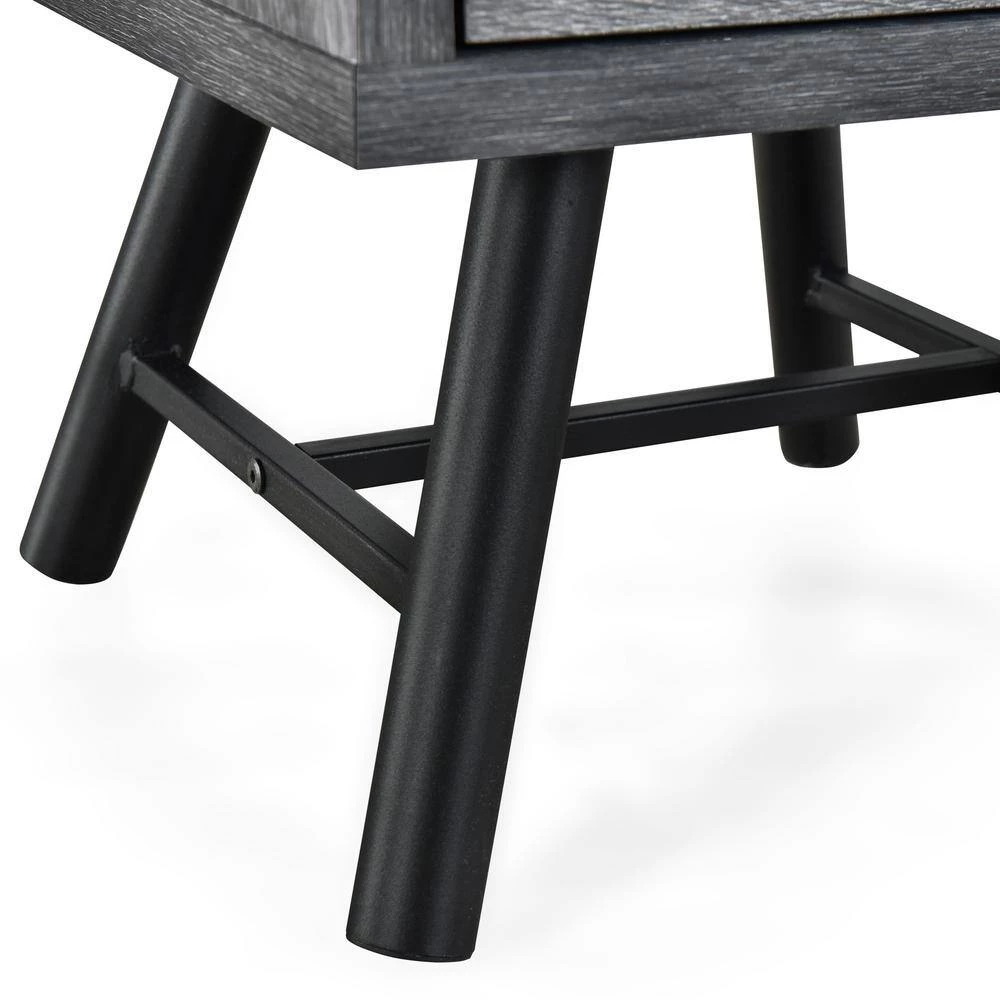 Burgoyne 2-Drawer Sonoma Grey Oak Nightstand 22.8 in. x 16.54 in. x 15.7 in. (Set of 2) by Noble House - Image 6