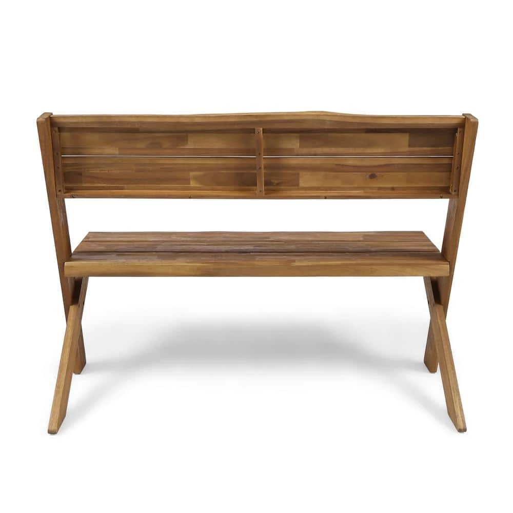 Esmeralda Teak Brown Acacia Wood Bench by Noble House - Image 8