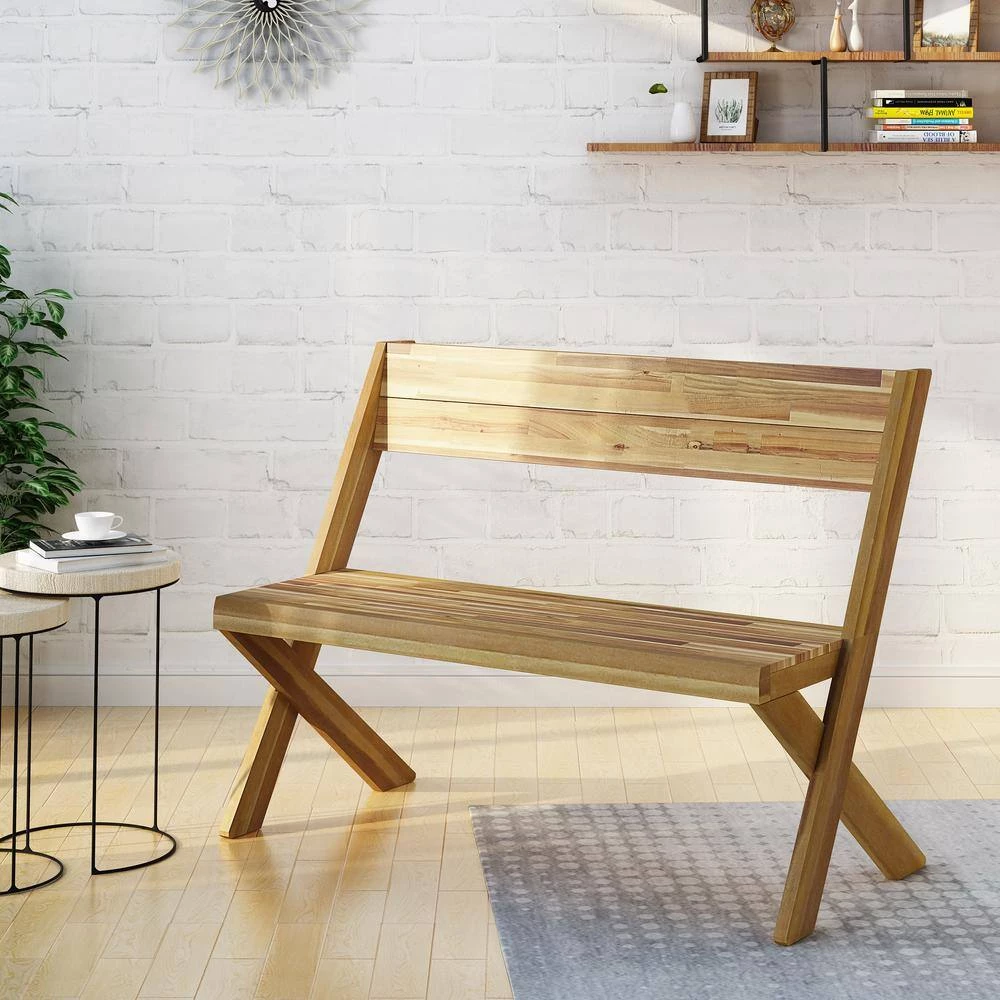 Esmeralda Teak Brown Acacia Wood Bench by Noble House - Image 10