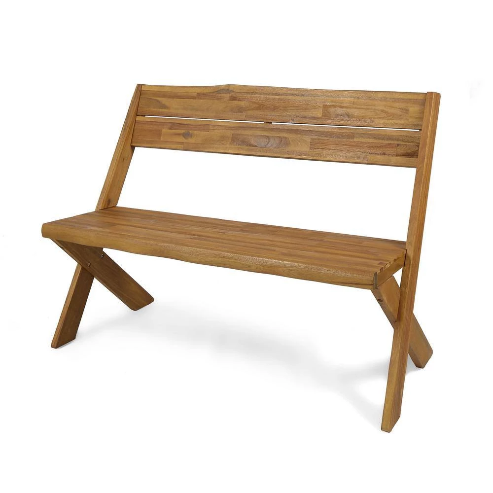 Esmeralda Teak Brown Acacia Wood Bench by Noble House - Image 9