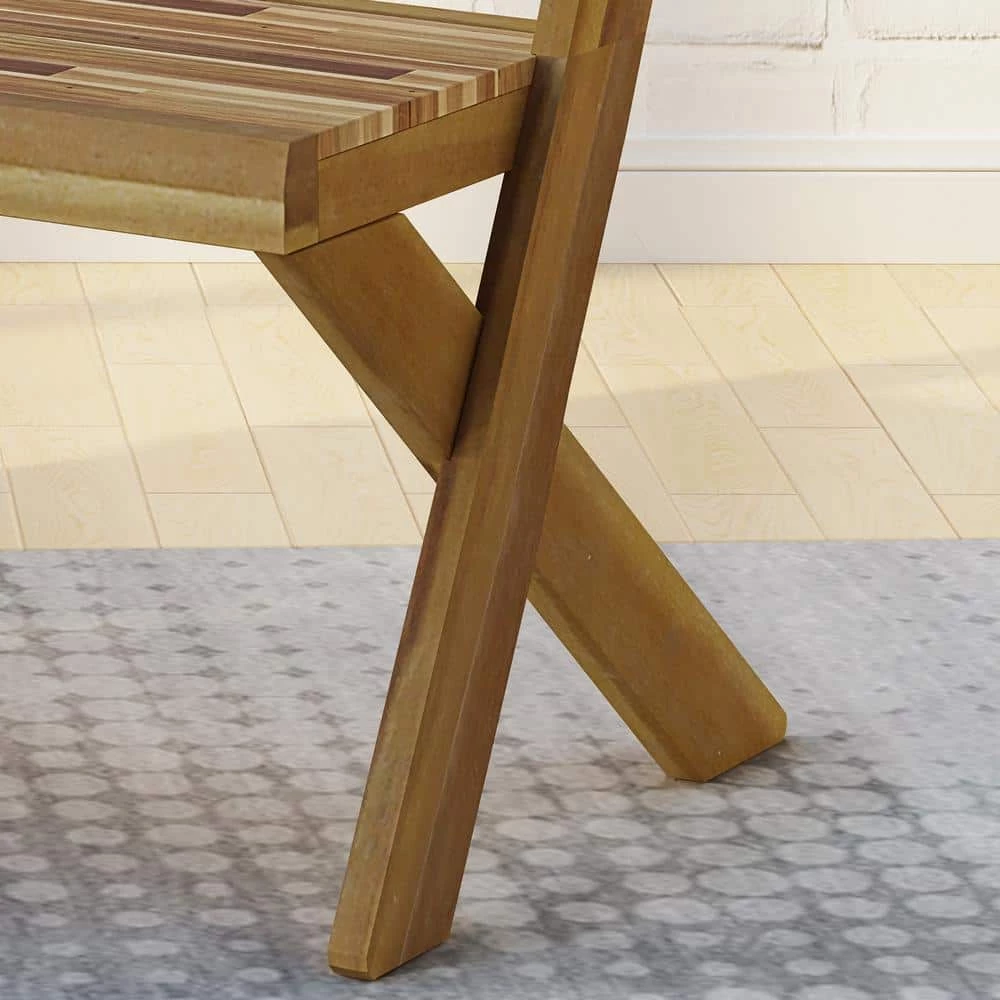 Esmeralda Teak Brown Acacia Wood Bench by Noble House - Image 7