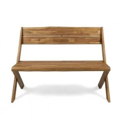 Esmeralda Teak Brown Acacia Wood Bench by Noble House