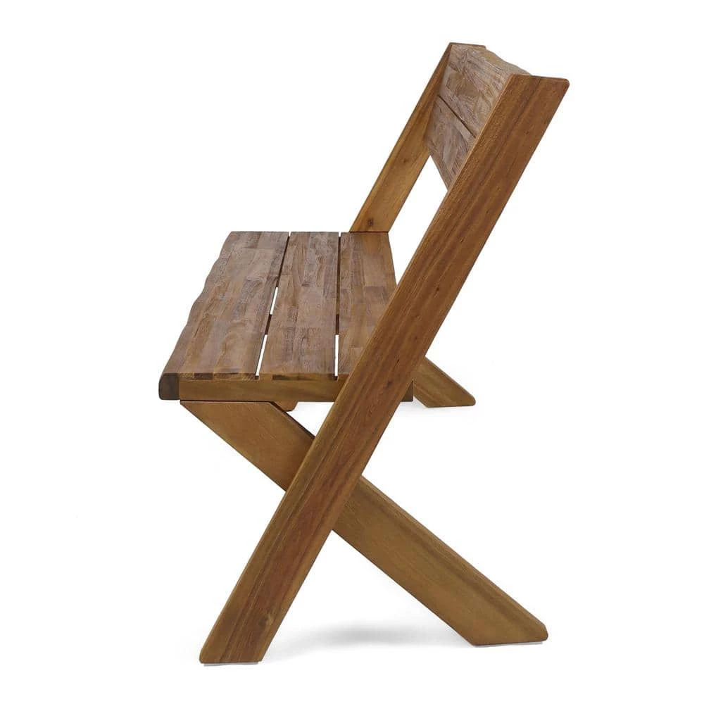 Esmeralda Teak Brown Acacia Wood Bench by Noble House - Image 2