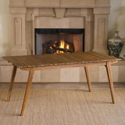 Serena Teak Brown Wood Indoor Dining Table by Noble House