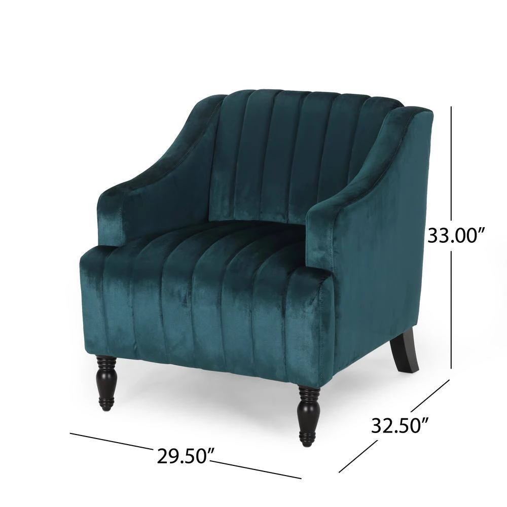 Carleson Teal Removable Cushions Club Chair by Noble House - Image 6