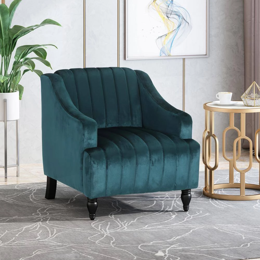 Carleson Teal Removable Cushions Club Chair by Noble House - Image 10