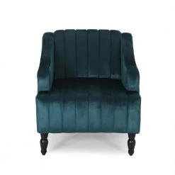 Carleson Teal Removable Cushions Club Chair by Noble House