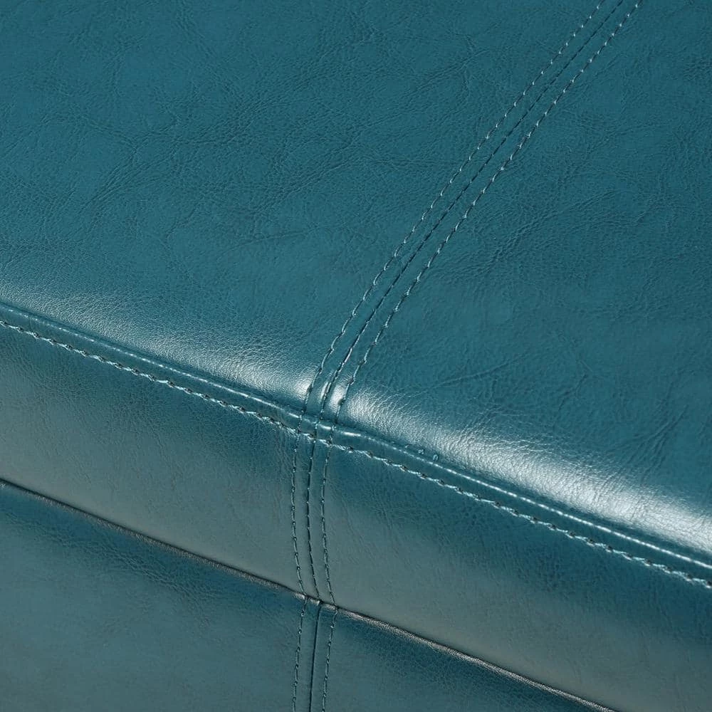 Hayes Teal PU Leather Armed Storage Bench by Noble House - Image 5