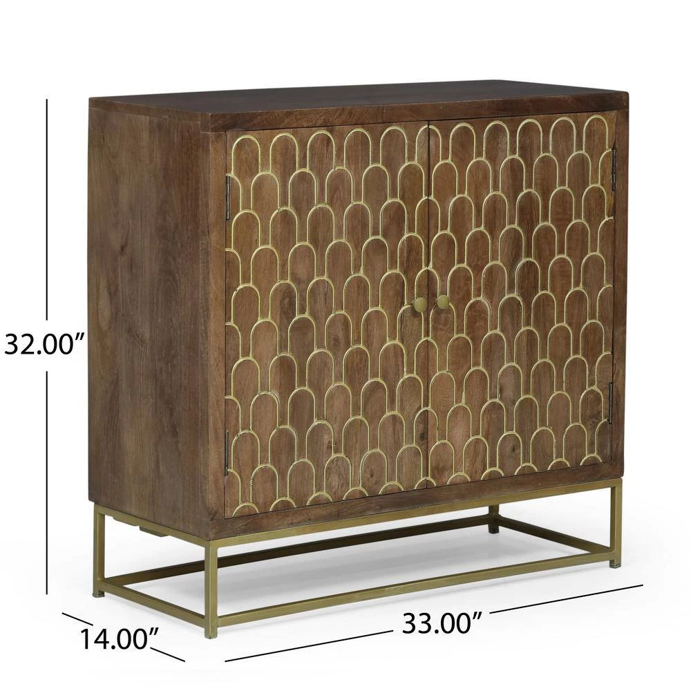 Reginald Walnut Cabinet with 2-Doors by Noble House - Image 6