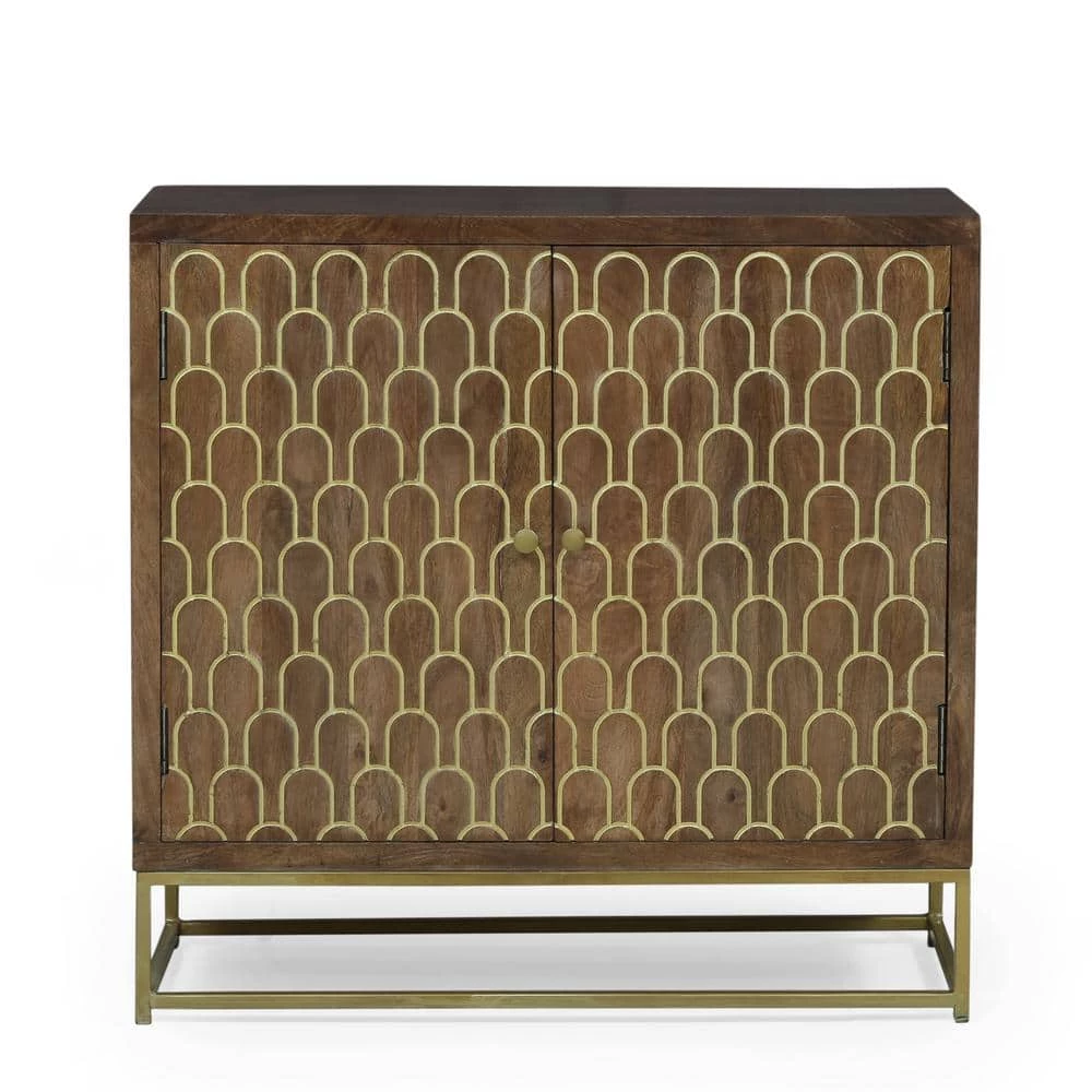 Reginald Walnut Cabinet with 2-Doors by Noble House