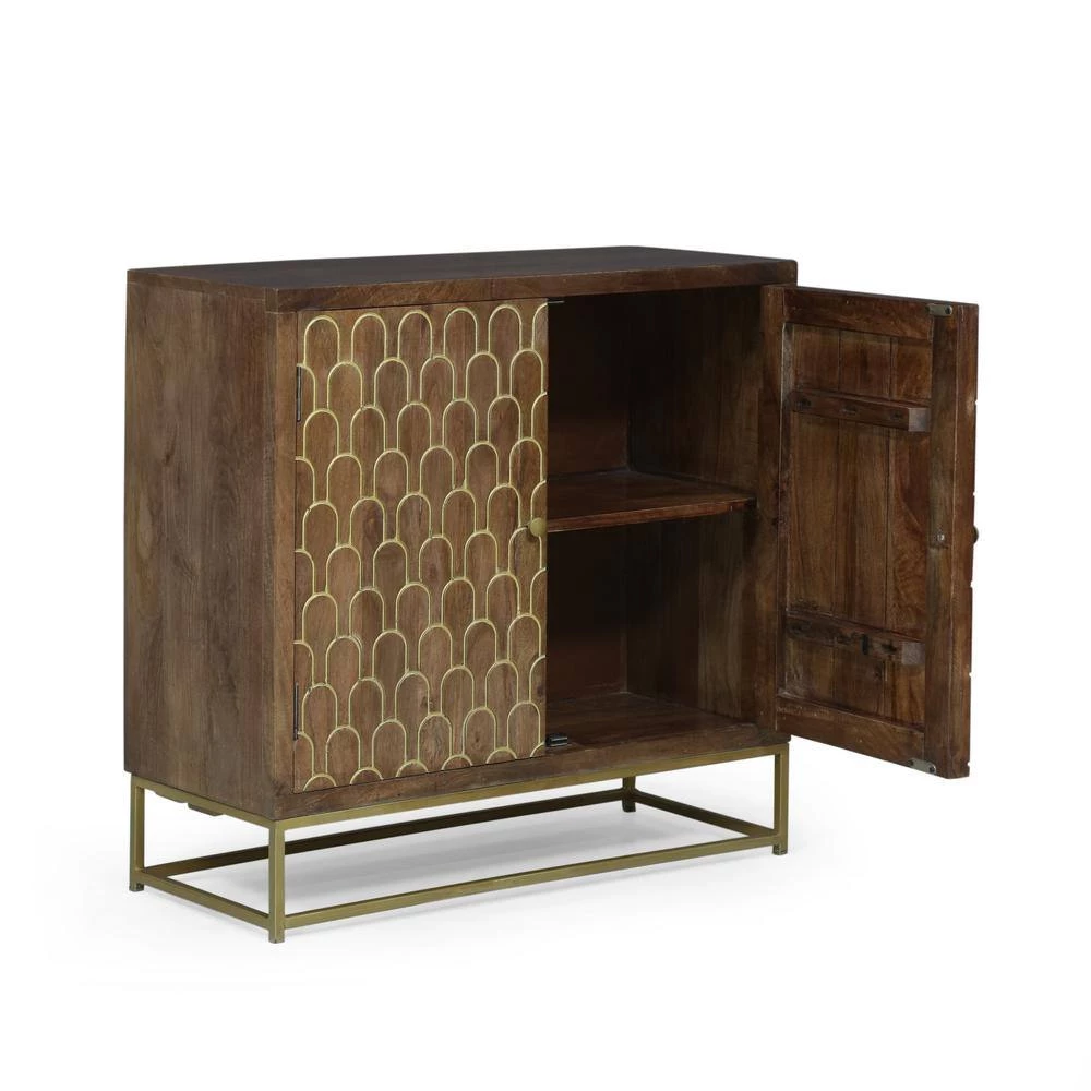 Reginald Walnut Cabinet with 2-Doors by Noble House - Image 3