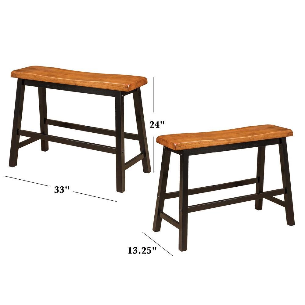 Pomeroy Walnut/Black 24 in. Saddle Bench by Noble House - Image 6