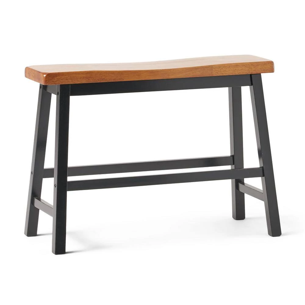 Pomeroy Walnut/Black 24 in. Saddle Bench by Noble House - Image 10