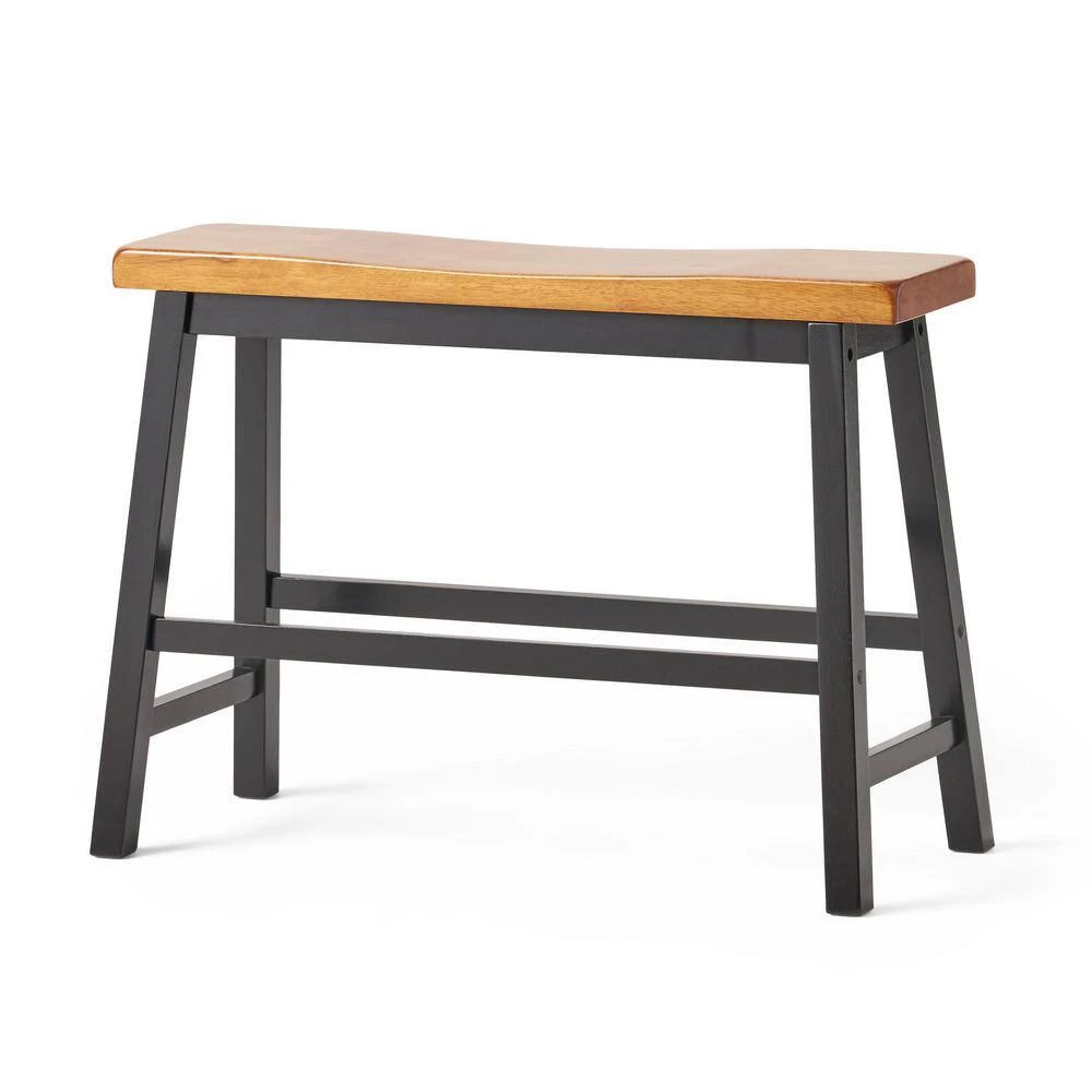 Pomeroy Walnut/Black 24 in. Saddle Bench by Noble House - Image 9