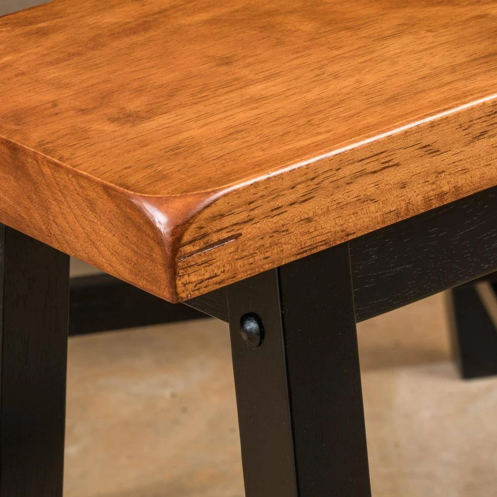 Pomeroy Walnut/Black 24 in. Saddle Bench by Noble House - Image 4