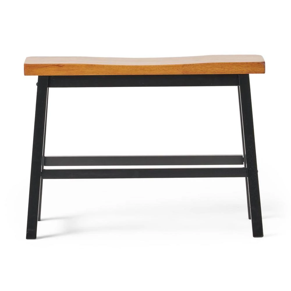 Pomeroy Walnut/Black 24 in. Saddle Bench by Noble House - Image 8