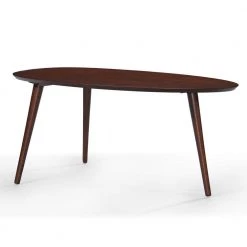 40 in. Walnut Brown Medium Oval Wood Coffee Table by Noble House