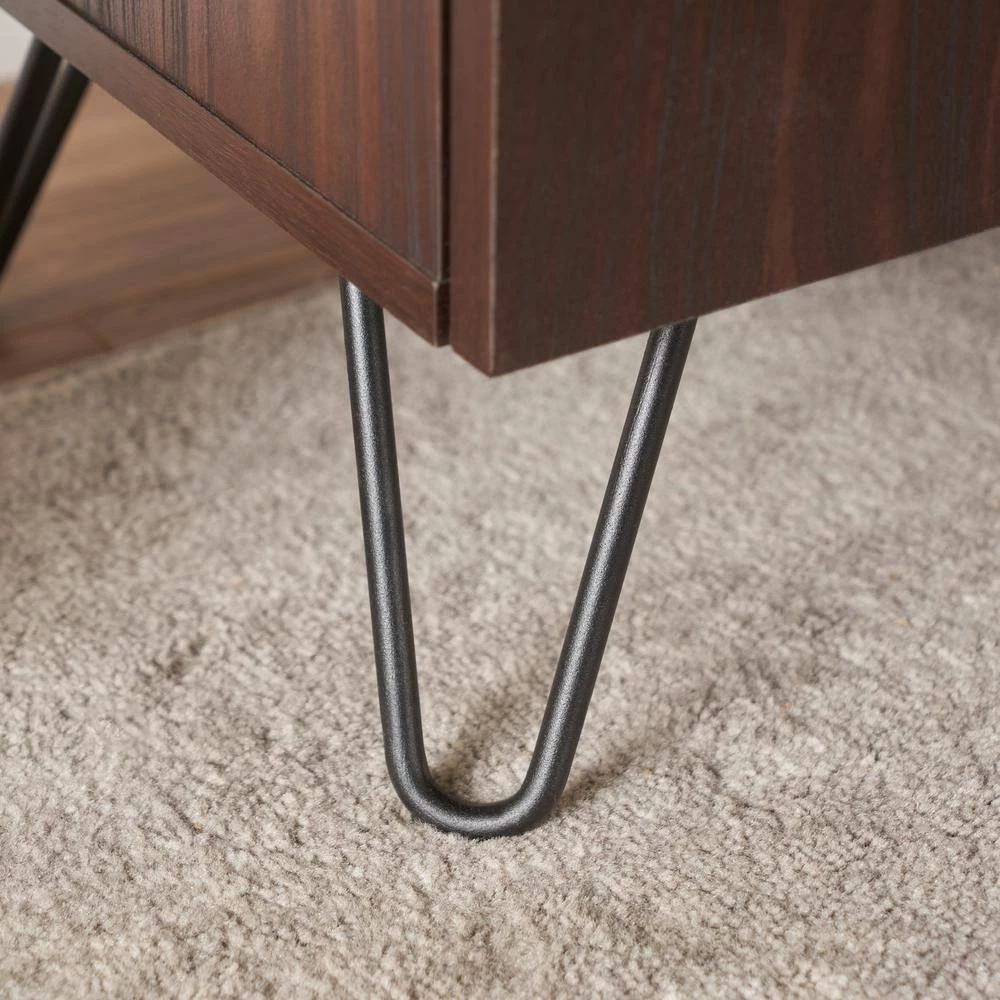 Lochner Walnut Bar and Wine Accent Cabinet with 1-Door by Noble House - Image 5