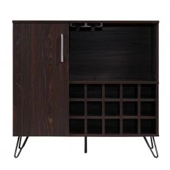 Lochner Walnut Bar and Wine Accent Cabinet with 1-Door by Noble House