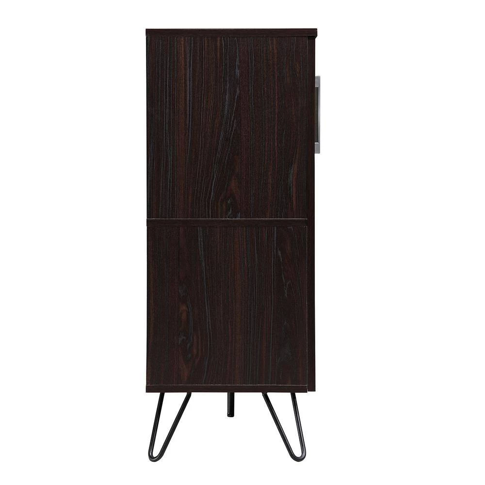 Lochner Walnut Bar and Wine Accent Cabinet with 1-Door by Noble House - Image 2
