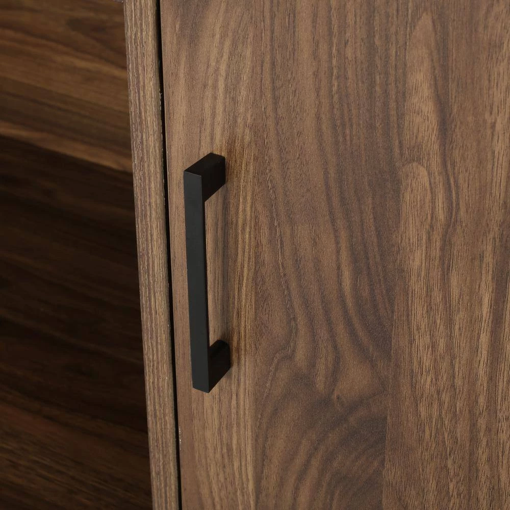 Frankford 64.5 in. Walnut Wood 4-Shelf Standard Bookcase with Drawers by Noble House - Image 8