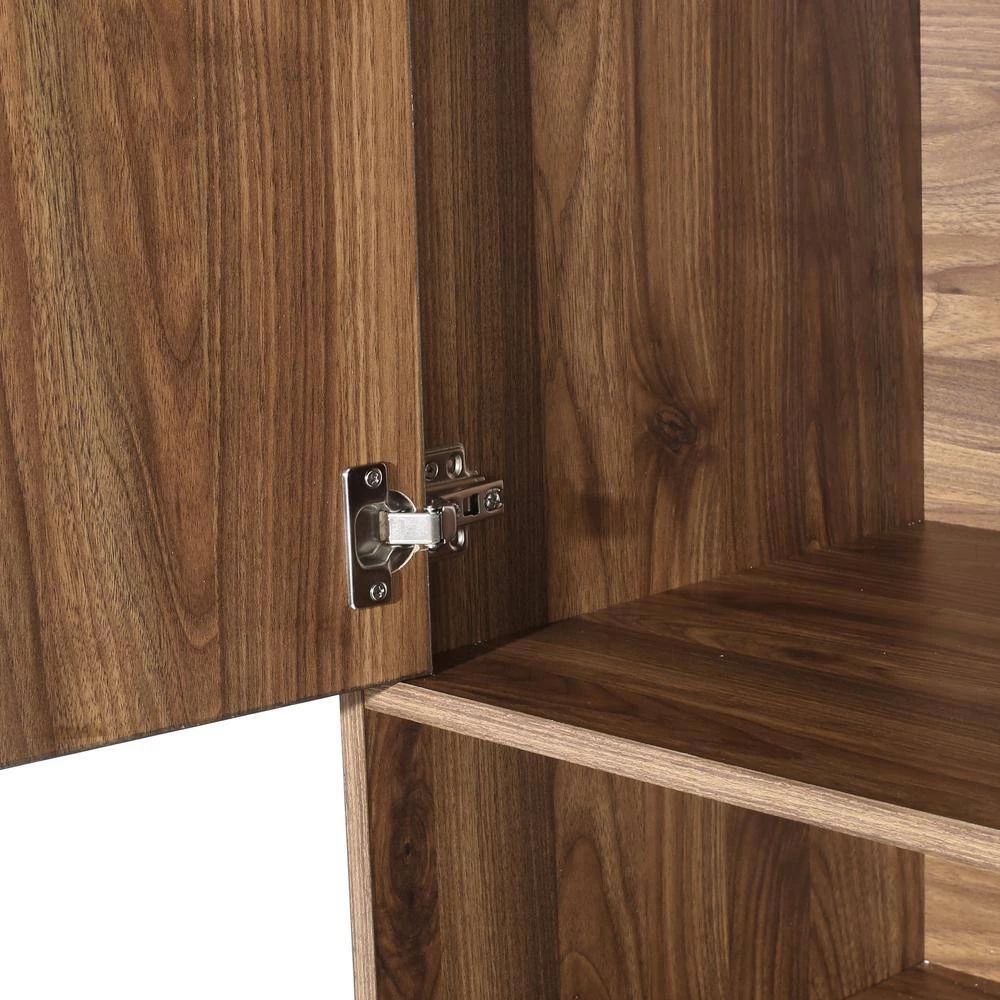 Frankford 64.5 in. Walnut Wood 4-Shelf Standard Bookcase with Drawers by Noble House - Image 9