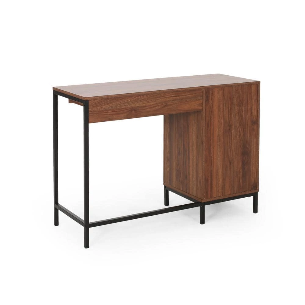 Gallaudet 43.25 in. Rectangular Walnut Wood 3-Drawer Computer Desk with Cabinets by Noble House