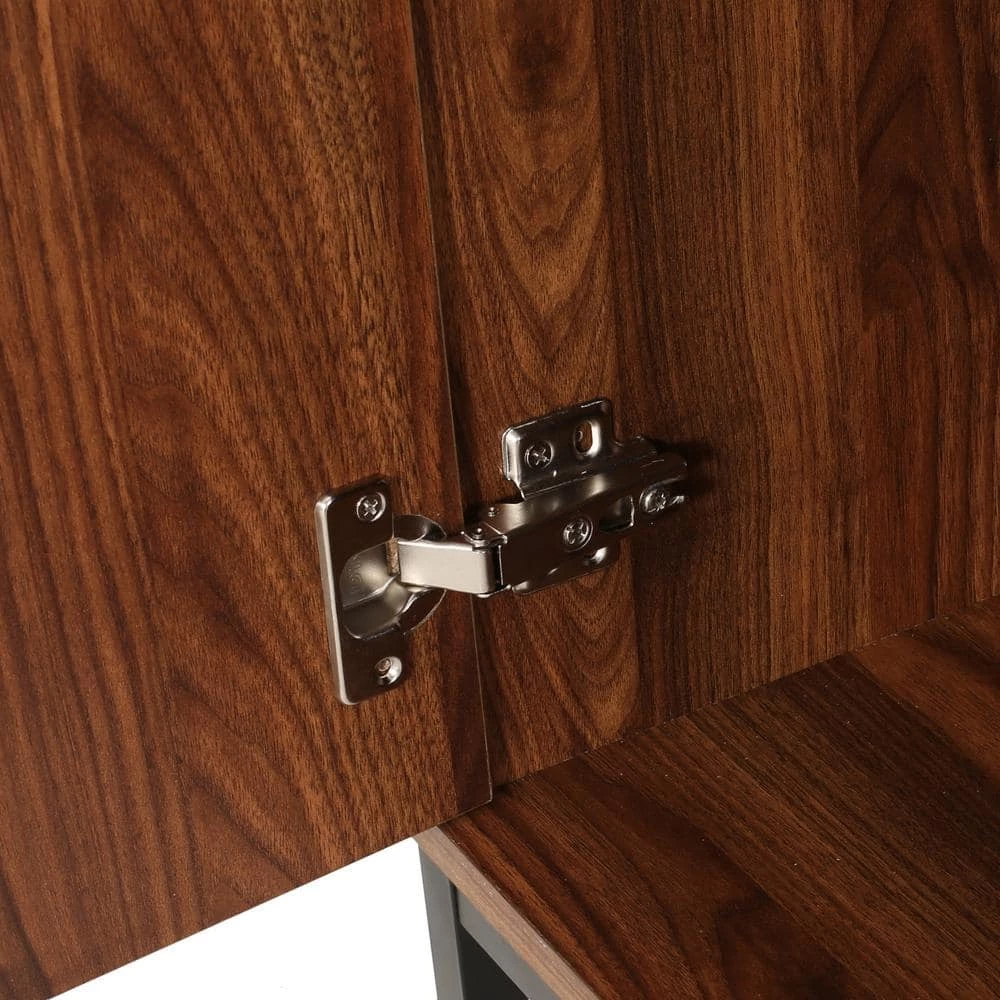 Gallaudet 43.25 in. Rectangular Walnut Wood 3-Drawer Computer Desk with Cabinets by Noble House - Image 8