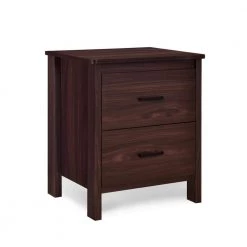 Sula 2-Drawer Walnut Nightstand (23.25 in. H x 19.15 in. W x 15.75 in. D) by Noble House