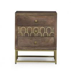 Sevier 3-Drawer Walnut Nightstand by Noble House