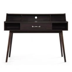 48 in. Rectangular Walnut 1 Drawer Secretary Desk with Built-In Storage by Noble House