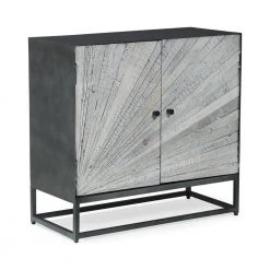 Forgan Gray and Black 2-Drawer Cabinet by Noble House
