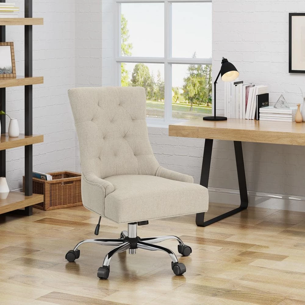 Americo Tufted Back Wheat Home Office Desk Chair by Noble House - Image 11