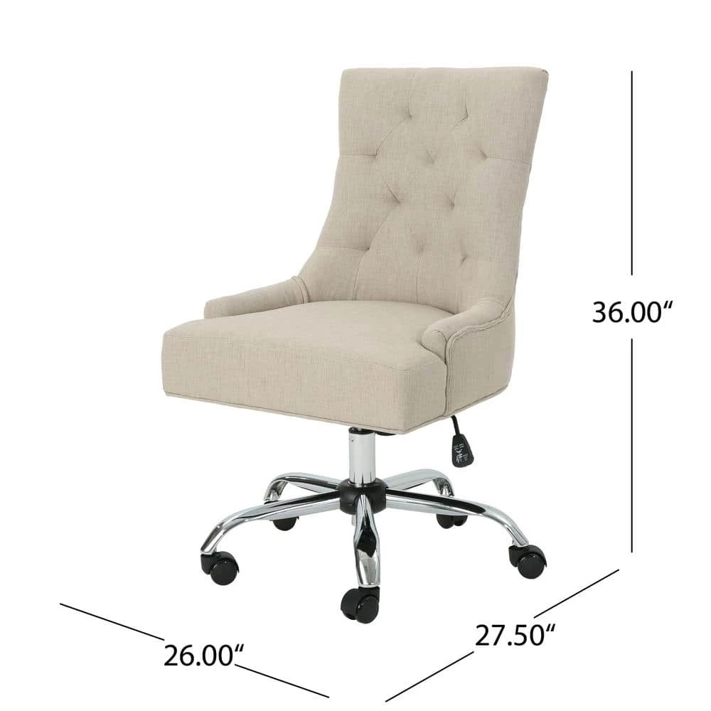 Americo Tufted Back Wheat Home Office Desk Chair by Noble House - Image 2