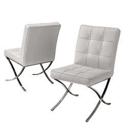 Milania White Leather Dining Chairs (Set of 2) by Noble House