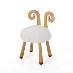 Rose's White Children's Sheep Stool (20 X 14.75 X 12.50) by Noble House