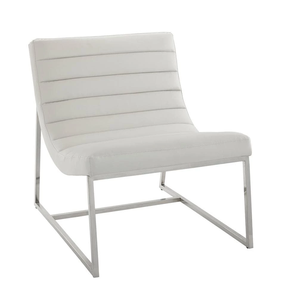 Parisian White Leather Sofa Chair by Noble House