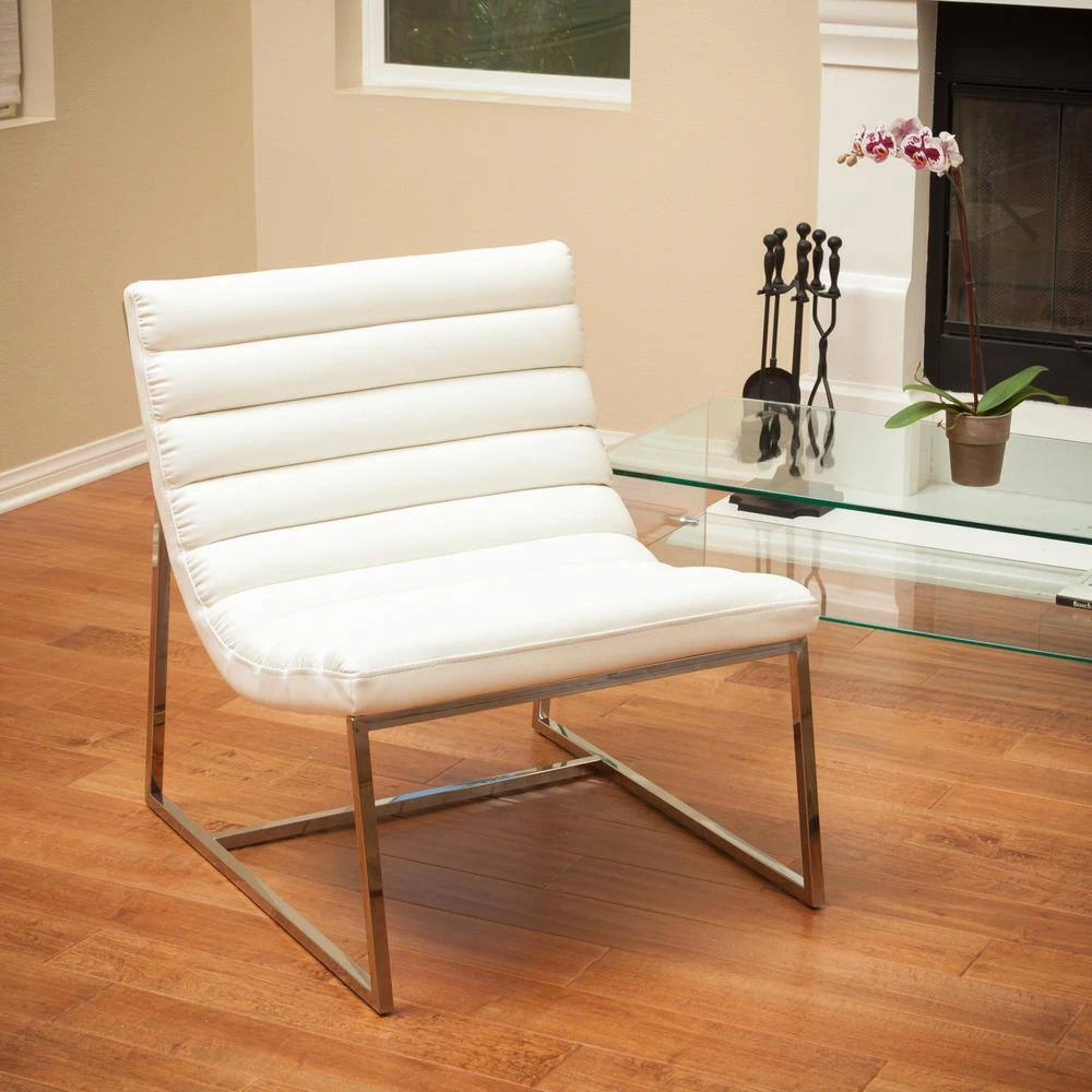 Parisian White Leather Sofa Chair by Noble House - Image 8