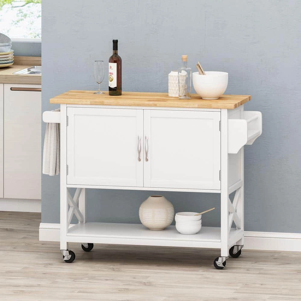 Finzer White Bar Cart with Drawers by Noble House - Image 13
