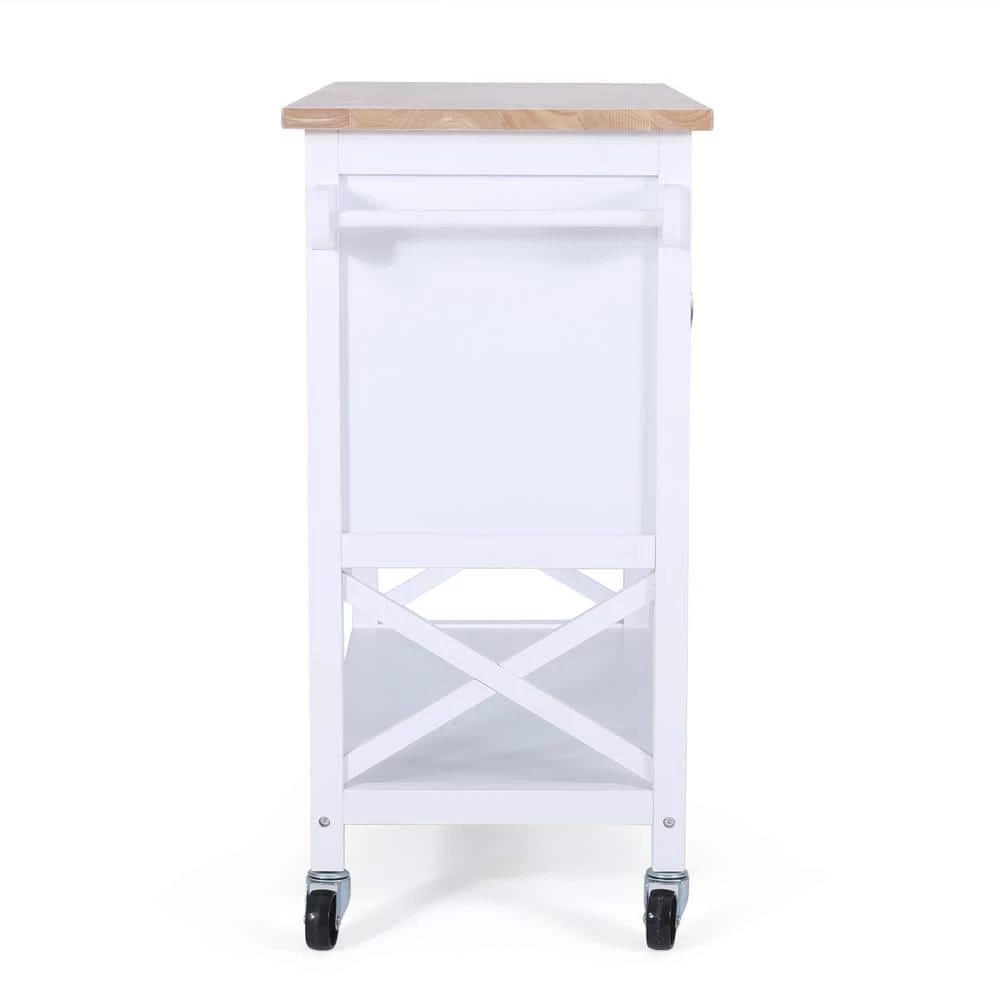 Finzer White Bar Cart with Drawers by Noble House - Image 3