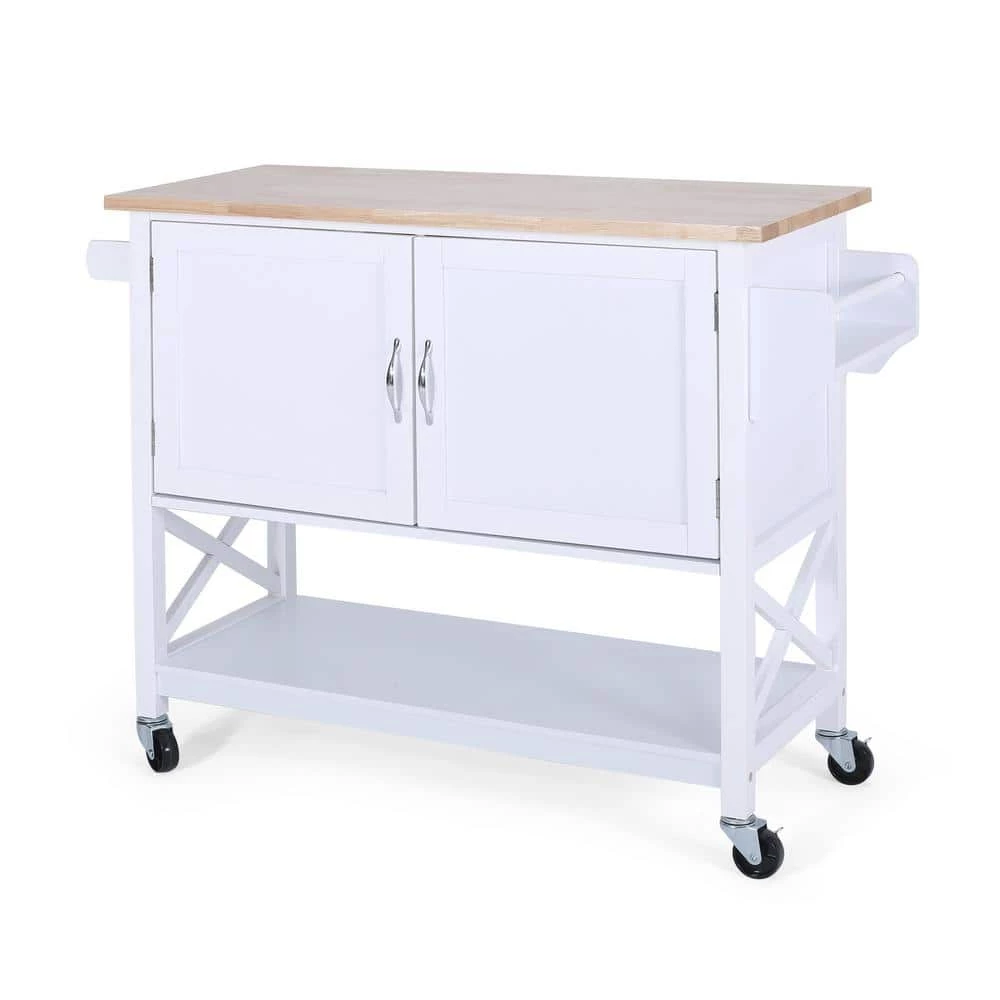 Finzer White Bar Cart with Drawers by Noble House