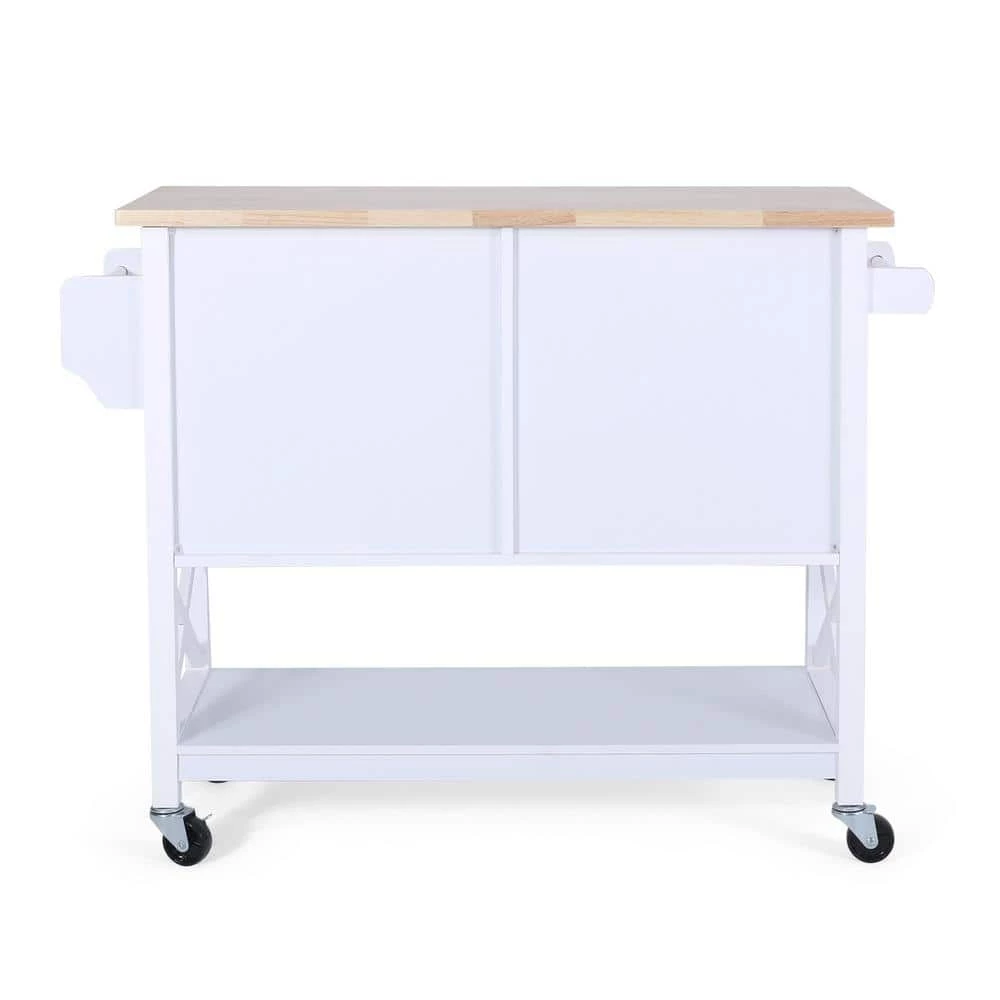 Finzer White Bar Cart with Drawers by Noble House - Image 5