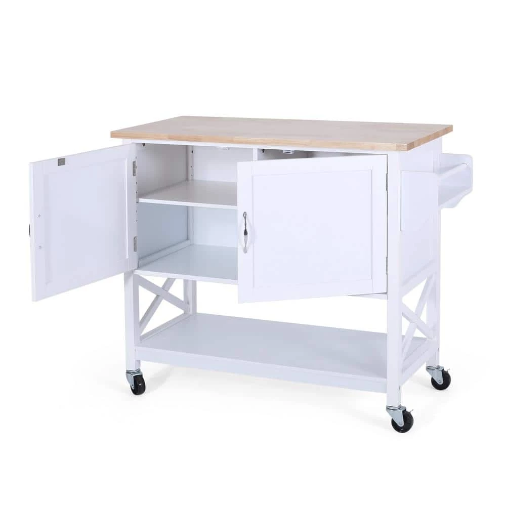 Finzer White Bar Cart with Drawers by Noble House - Image 6