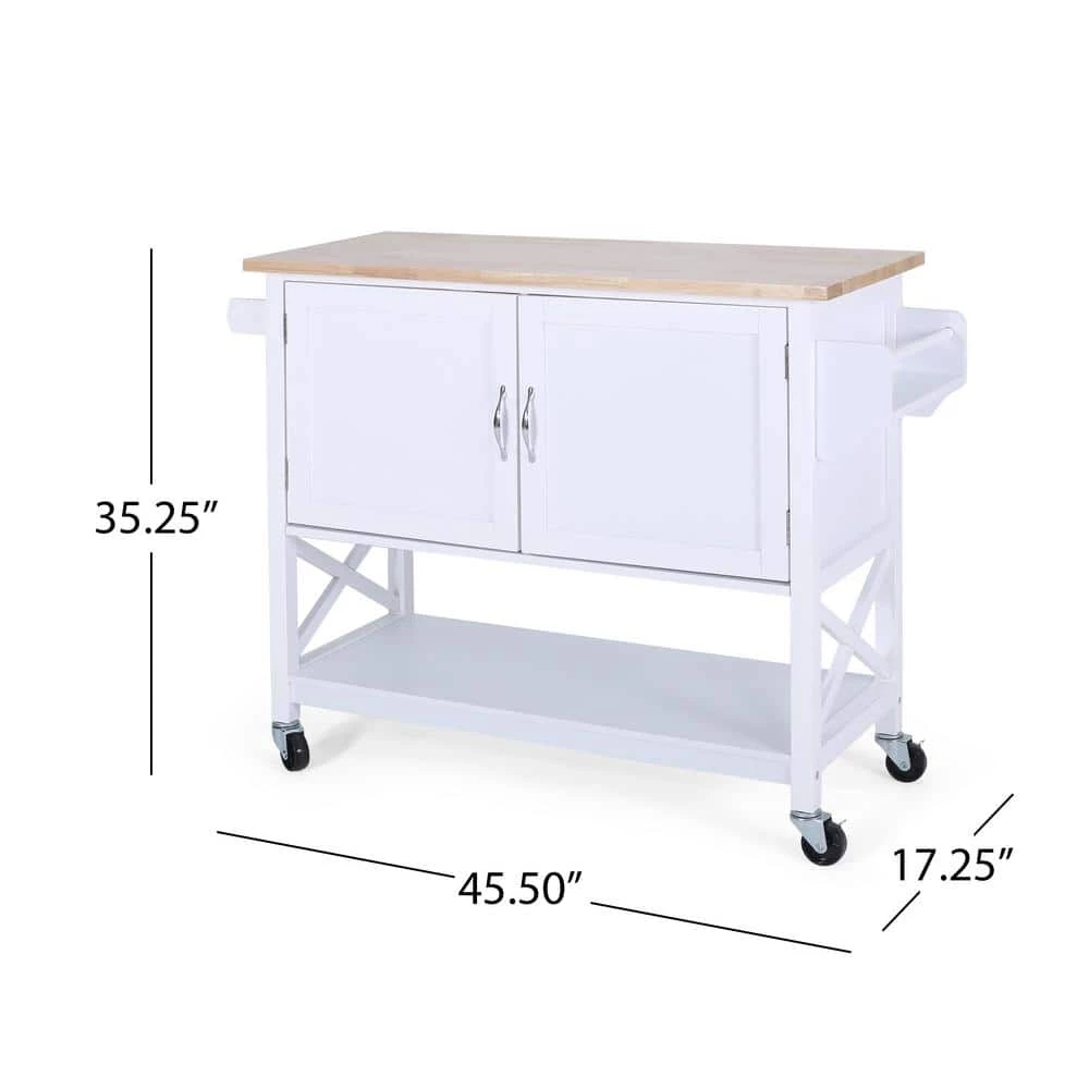 Finzer White Bar Cart with Drawers by Noble House - Image 7